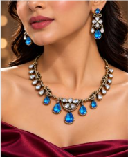 Mehndi Teardrop Necklace & Earring Set