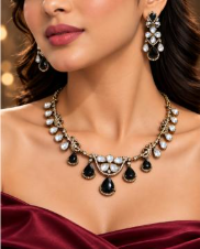 Mehndi Teardrop Necklace & Earring Set