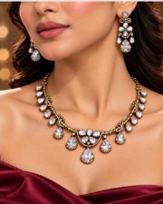 Mehndi Teardrop Necklace & Earring Set