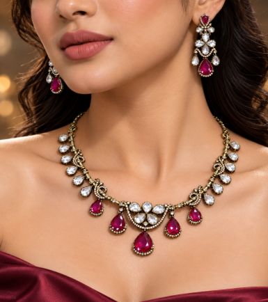 Mehndi Teardrop Necklace & Earring Set