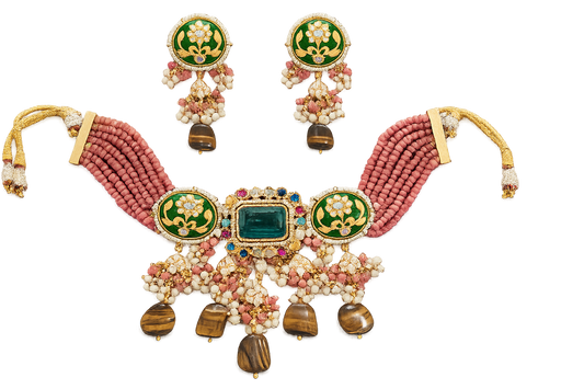 HERITAGE CZ KUNDAN MEENAKARI CHOKER SET