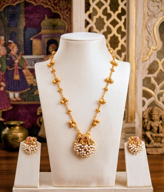 GAJALAKSHMI PEARL DROP TEMPLE NECKLACE