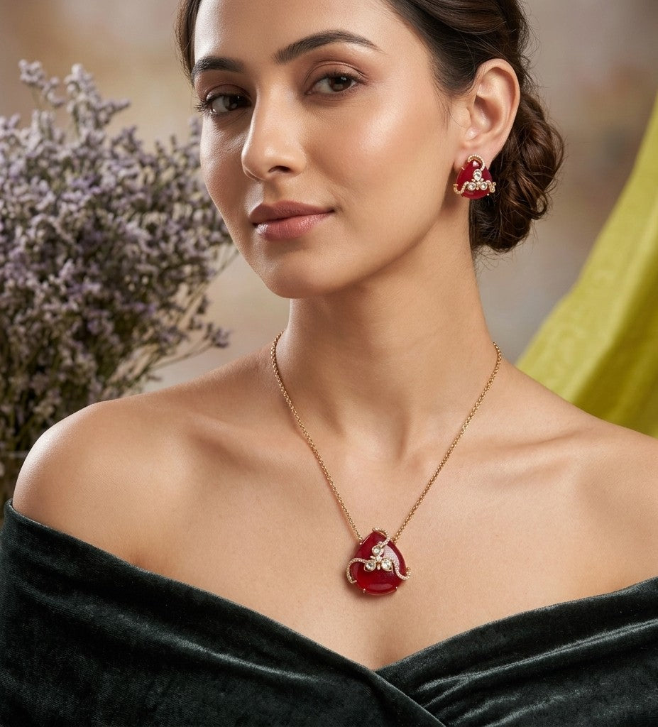 GULNAAR TEARDROP CZ KUNDAN SET