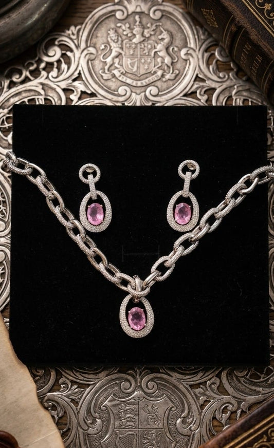 ROSE ROYALE CZ NECKLACE SET