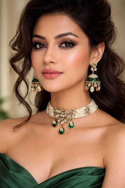 RAJSHREE BLOOM CZ PEARL CHOKER SET