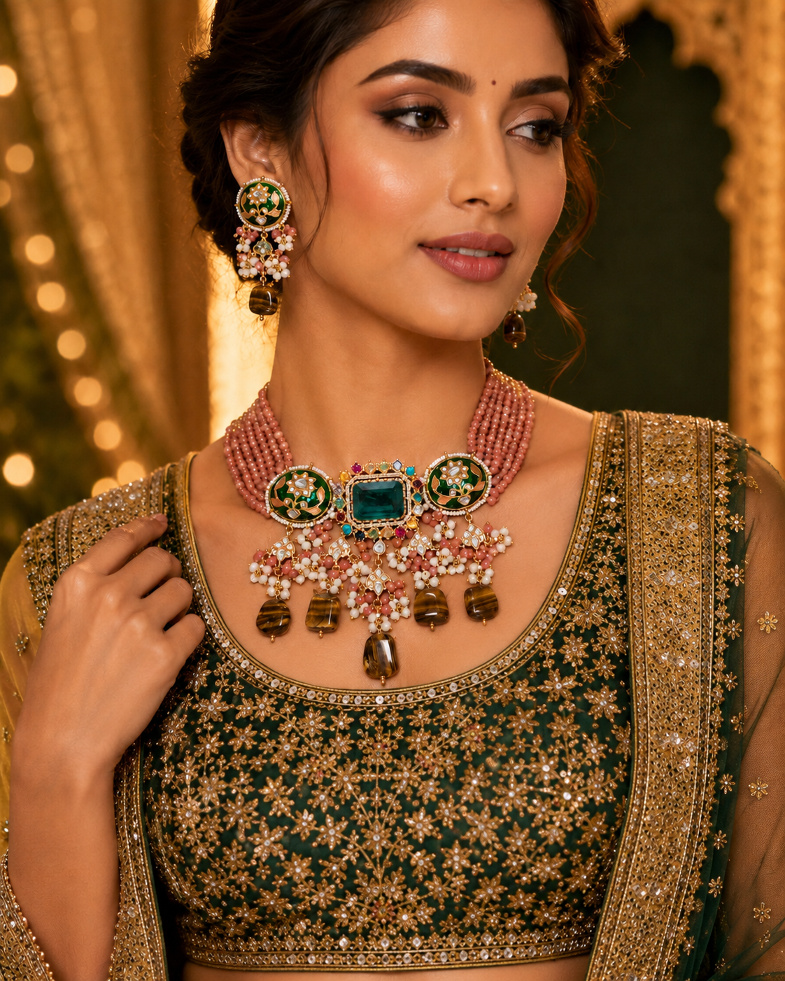 HERITAGE CZ KUNDAN MEENAKARI CHOKER SET