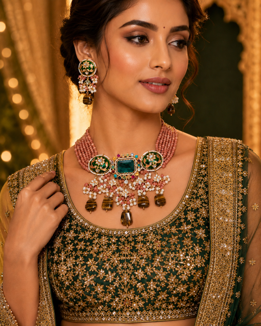 HERITAGE CZ KUNDAN MEENAKARI CHOKER SET