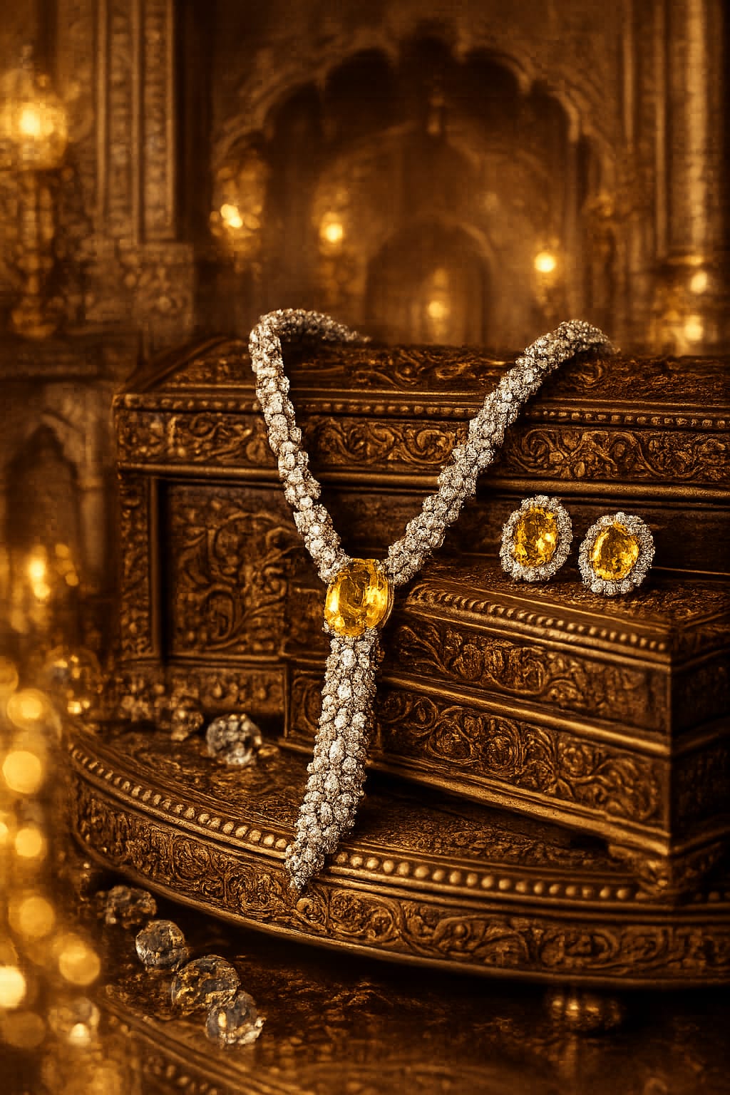 ROYAL AZURE DROP CZ NECKLACE SET